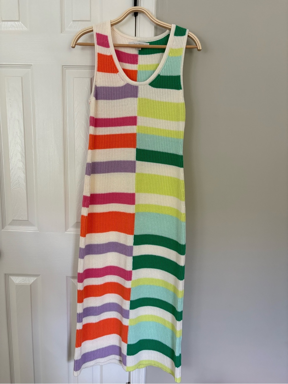 Sleeveless Striped Midi Dress in Multi-Color